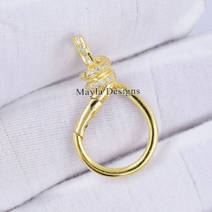 Designer Diamond Claps Lock, Diamond Charm Holder, Pave Diamond Infinity Enhancer, 925 Silver Diamond Infinity Push Lock Jewelry