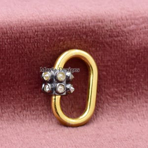 925 Silver Yellow Gold And Gray Plated Carabiner Lock, Diamond Screw Carabiner Lock Jewelry