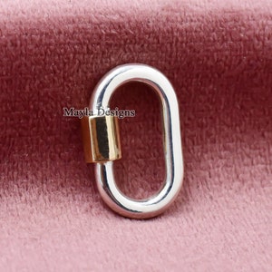14K Solid Gold Screw Carabiner Lock, 925 Silver Wire With Gold Screw Carabiner Lock, Wholesale Carabiner Lock Jewelry
