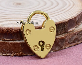 14k Gold Plated Padlock Charm, 925 Silver Lock Jewelry
