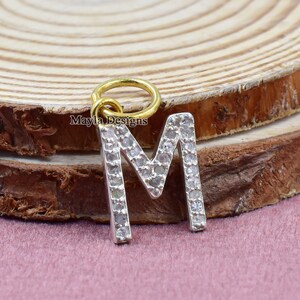 Diamond M Letter Charm Jewelry, Diamond Letter Charm, Gemstone Letter Charm, Custom Letter Charm, Wholesale A to Z Letter Charm