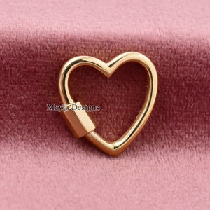 14K Yellow Gold Heart Lock, Gold Carabiner Heart Lock, Plain Heart Carabiner Lock, Wholesale Heart Gold Carabiner Lock Jewelry
