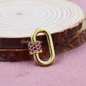 14K Yellow Gold Carabiner, Ruby  Carabiner, Gemstone Woman Carabiner Lock, Wholesale Designer Carabiner Lock Jewelry