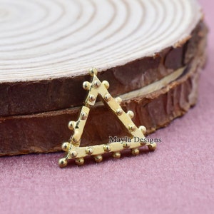 Mini Triangle Push Lock, 14K Yellow Gold Plated Dotted Charm Holder, Plain Enhancer Lock,925 Sterling Silver Hanging Charm Holder Jewelry