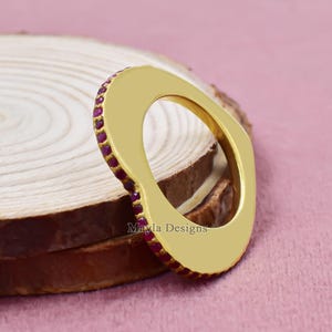 14K Yellow Gold Plated Heart Ring, Ruby Heart Ring, Women&#39;s Heart Shape Rings, Valentine Day Rings Jewelry