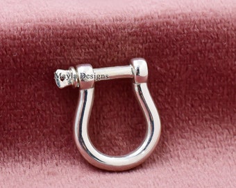Handmade Sterling Silver Shackle Lock Connector, DIY Jewelry (20x14 mm)