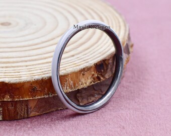 New Designer Enamel Ring, 925 Sterling Silver Gray Plated Thin Band Ring, Wholesale Custom Enamel Band Ring Jewelry