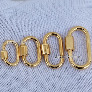 14K Yellow Gold Carabiner Lock - All Sizes Carabiner Lock - Plain Gold Carabiner Lock - Necklace Jewelry Connector Carabiner Lock