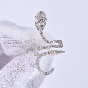 Pave Diamond Snake Ring, 925 Silver Diamond Snake Ring, Designer Snake Ring, Handmade Snake Rings, Genuine Diamond Ring Jewelry