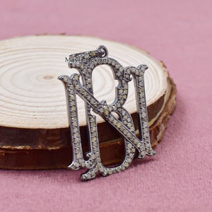 925 Sterling Silver Monogram, Single Cut Diamond Monogram, BN-NB Letter Monogram, Alphabet Letter Monogram, Letter Monogram Jewelry Supplier