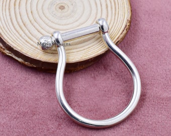 Large Sterling Silver Shackle Lock, Jewelry Connector (50x40 mm)