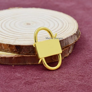 14K Yellow Gold Plated Plain Padlock, Woman Necklace Jewelry Padlock, Wholesale Padlock Jewelry