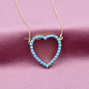 Turquoise Heart Necklace, Designer Turquoise Necklace, Handmade Turquoise Heart Necklace, 925 Silver Gold Plated Heart Necklace