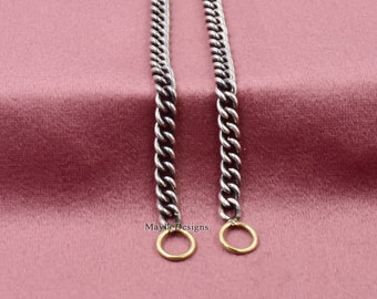 925 silver oxidized chain, carabiner lock rhodium silver chain, 5mm width silver oxidized chain jewelry, vintage silver oxidized chain
