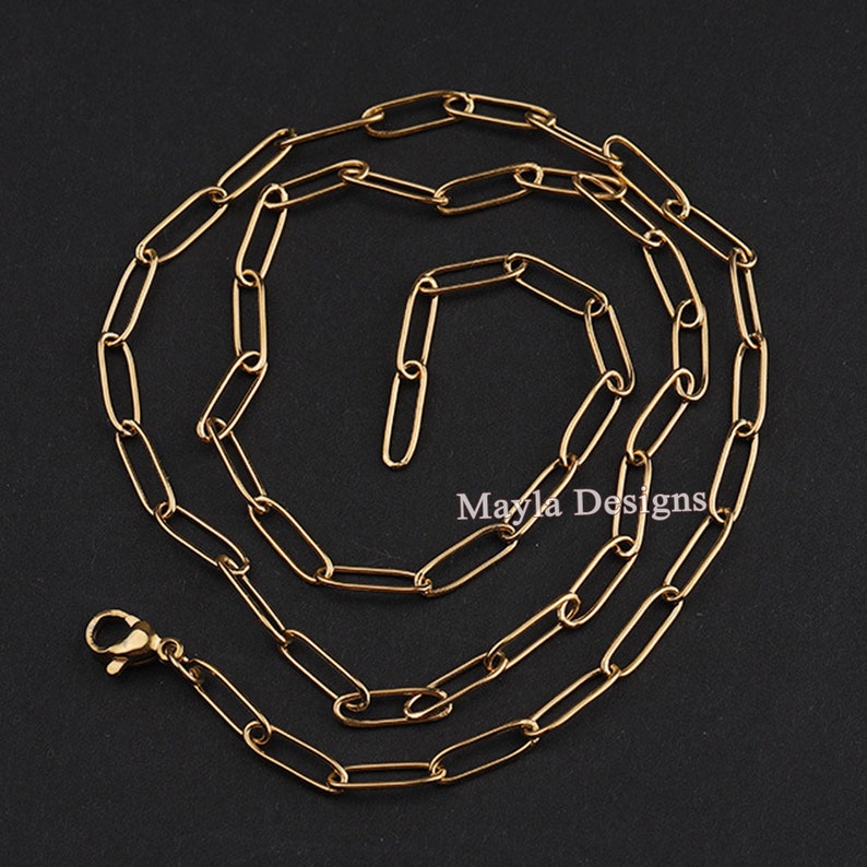 14k Yellow Gold Veermeil Paper Clips Chain Necklace 925 Etsy