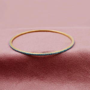 Handmade Turquoise Bangle, 14k Gold Vermeil, Sterling Silver (60mm)