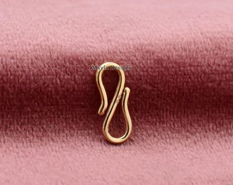 9K Yellow Gold S Hook Clasp, Handmade Jewelry Connector (15x6 mm)