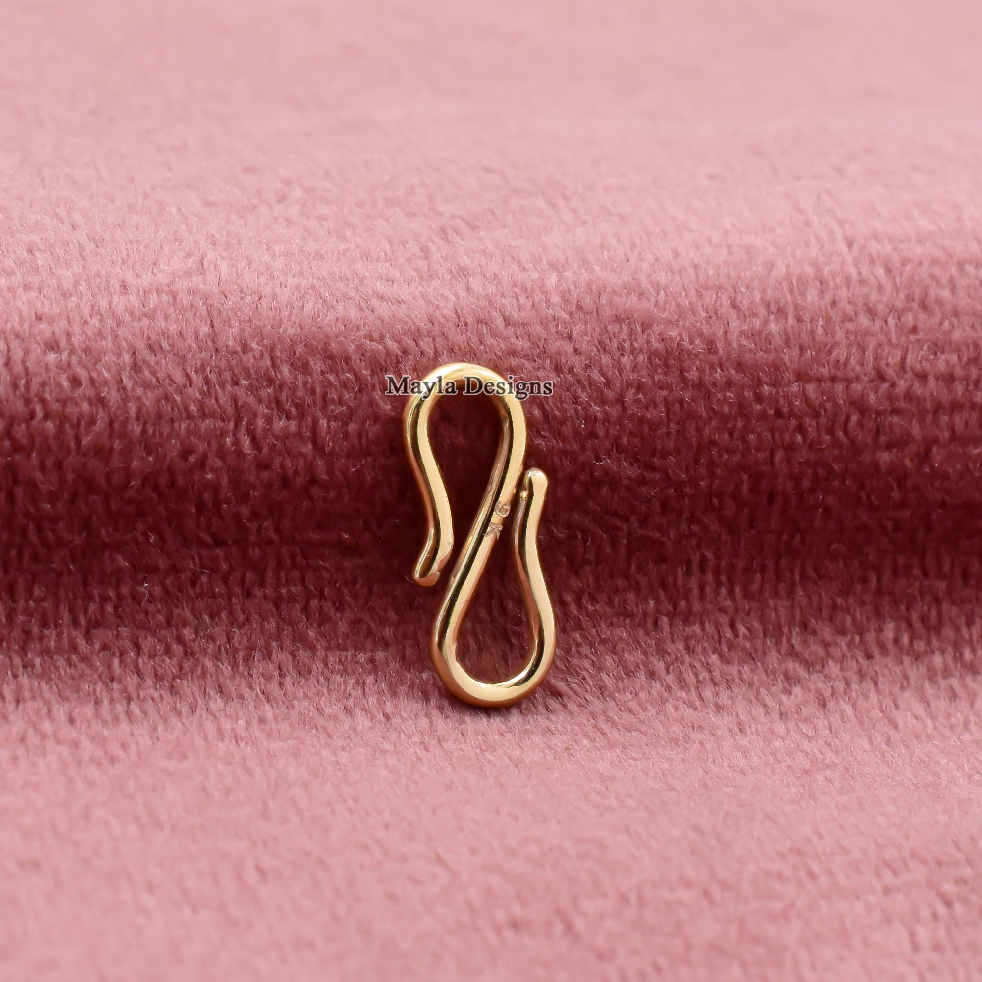 9K Yellow Gold S Hook Clasp, Handmade Jewelry Connector (15x6 Mm