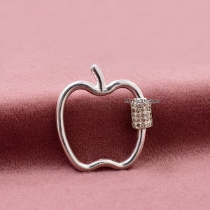 Diamond Apple Shape Carabiner Lock, Designer Carabiner Lock, 925 Silver Gold Plated Apple Lock Jewelry