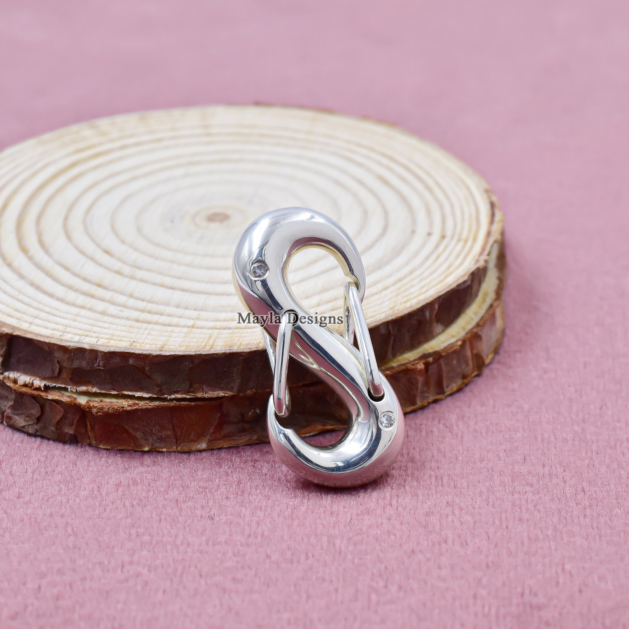 Handmade 925 Silver S Lock, Diamond Bracelet Connector Jewelry