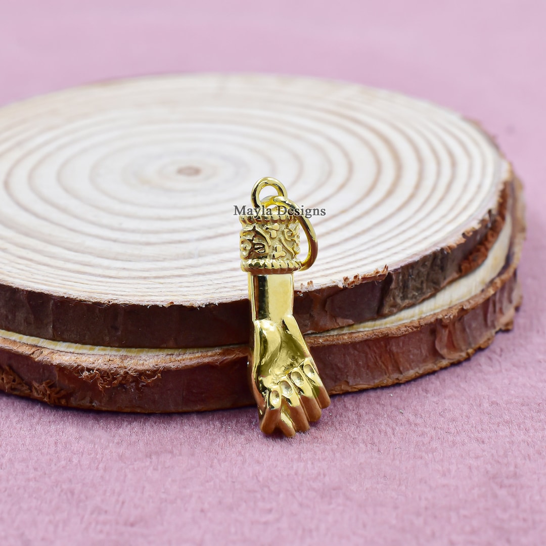 14K Gold Italienische Figa Hand Malocchio Felsen Auf Groß Charm