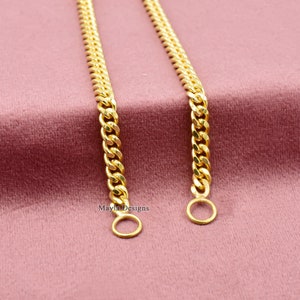 14K Yellow Gold Plated Diamond Cut Crub Chain Silver Carabiner Chain Jewelry
