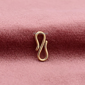 14K Yellow Gold S hook Lock, Gold Chain Hool Lock, Plain S Lock, Connector Lock, Gold Necklace Lock, Jewelry Connector Lock, Enhancer Lock