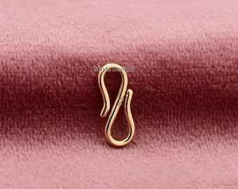 14K Yellow Gold S Hook Clasp, Handmade Connector Lock