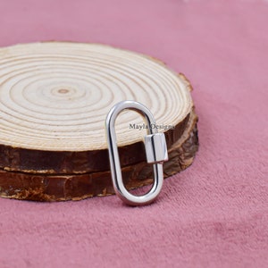 Solid 925 Silver Carabiner Lock, Handmade Screw Carabiner Lock, Oval Carabiner Lock Jewelry