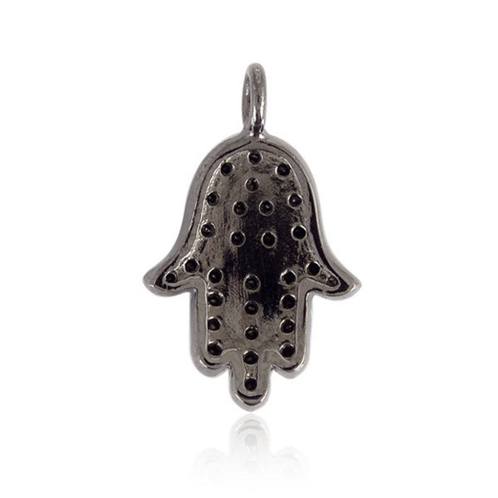 Hamsa Hand Charms 925 Silver Black Diamond Hamsa Charms Pave Etsy