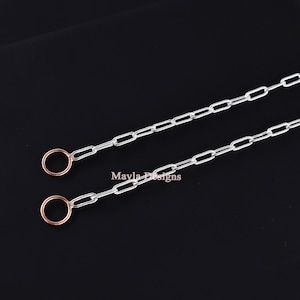 14k Rose Gold Jump Ring Silver Chain, 925 Silver Square Link Chain, Carabiner Chain, Silver Carabiner Chain, 14k Gold Square Link Chain
