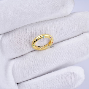9k Solid Gold Lock, Multi Sapphire Lock, Enhancer Gold Lock,Enhancer Charms Lock, spring round charm holder Jewelry
