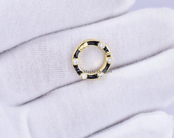 925 Silver Diamond Charm Connector, 14k Gold Vermeil Enamel Enhancer