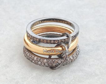 Pave Diamond Band Rings, 925 Sterling Silver Diamond Band Ring Jewelry, Handmade Diamond Silver Band Ring, Wholesale Ring Jewelry