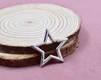 Sterling Silver Star Connector Lock, Handmade Jewelry, 20mm