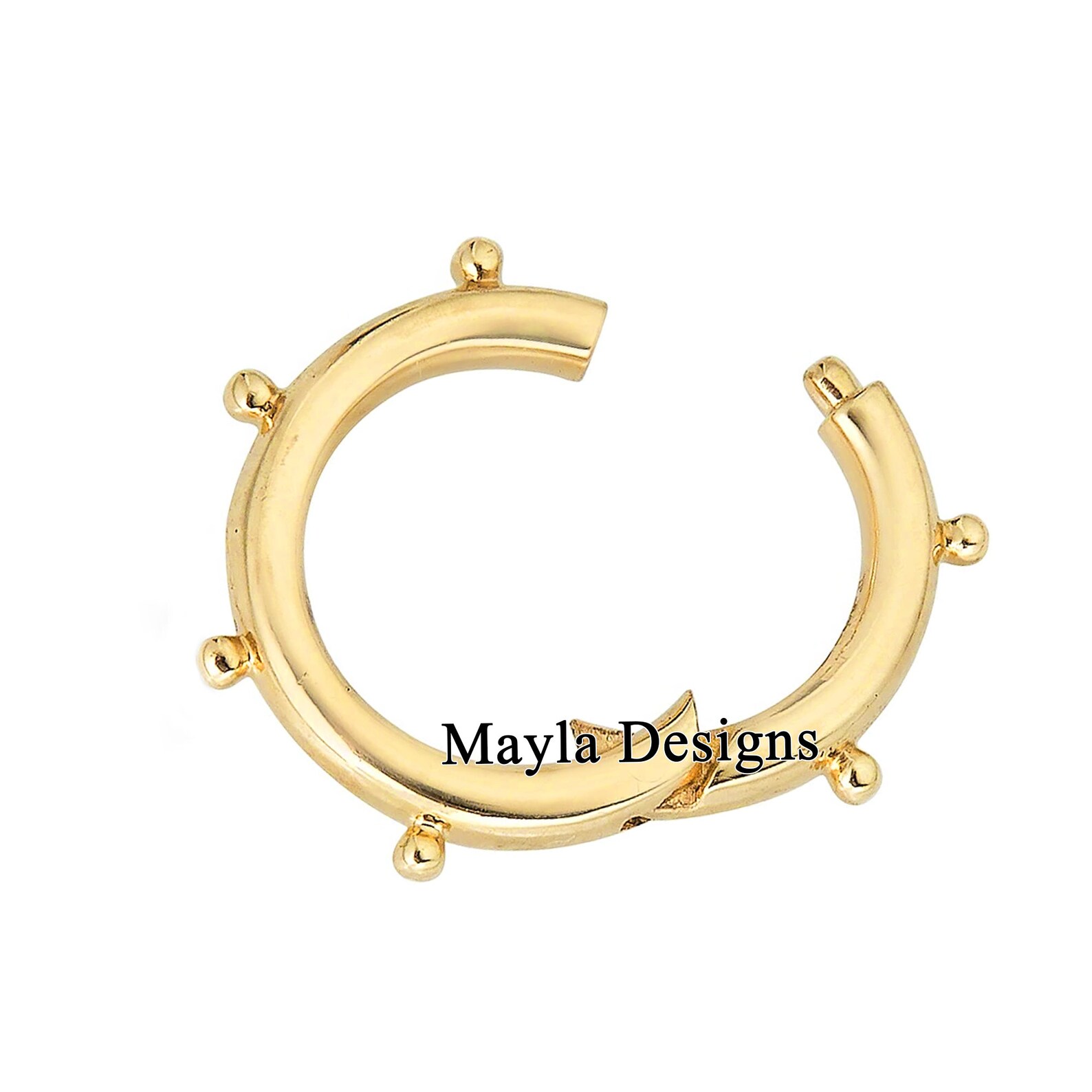 14k Yellow Gold Vermeil Charm Holder Round Link Clasp Lock Etsy