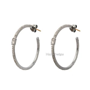 Women&#39;s Hoop Earring, Pave Diamond Hoop Earring, 925 Silver Diamond Hoop Earring, Hoop Earring Jewelry