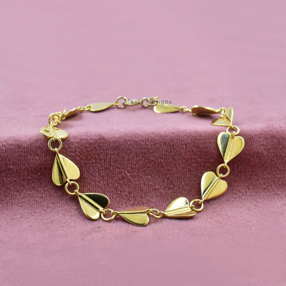 Bracelet coeur à maillons nouveau coeur, bracelet coeur plaqué or