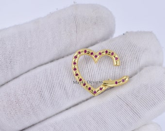 9k Solid Gold Lock, Heart GOld Lock, DesignerGOld Lock, heart Gold Lock, Charms Holder Lock, Connector Gold Lock Jewelry
