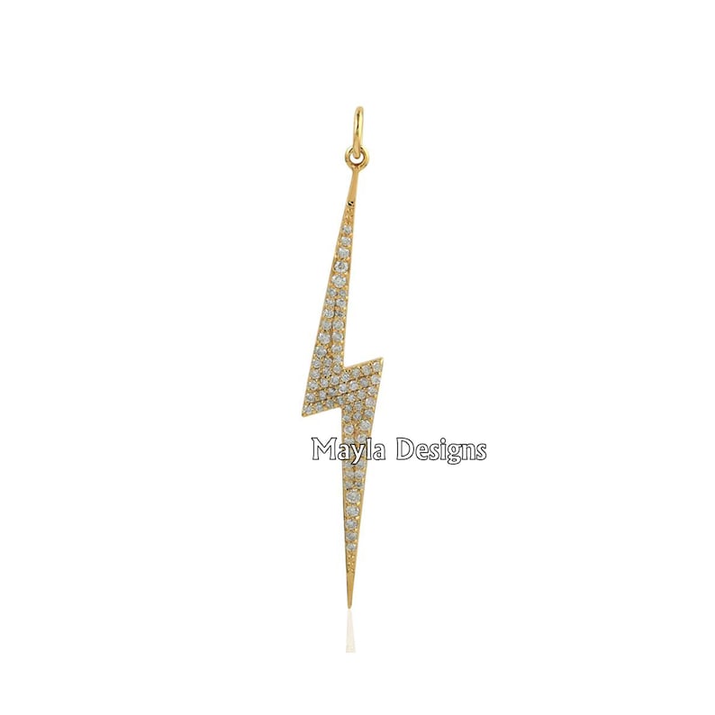 designer handmade lightning pendant jewelry 925 silver lightning charms pendant Pave diamond lightning charms