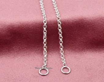 Handmade Sterling Silver Rolo Chain, Carabiner Connector Necklace