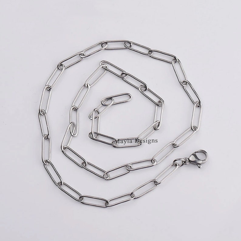 14k Yellow Gold Veermeil Paper Clips Chain Necklace 925 Etsy