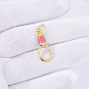 9k Solid Yellow Gold Swivel Lock, Pink Enamel Swivel Lock, Oval Claps Lock, Solid Gold Lock, Woman Jewelry Connector Push Lock Jewelry