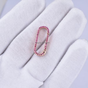 14K Rose Gold Enhancer Lock Ruby Clasp Lock Charm Connector Jewelry