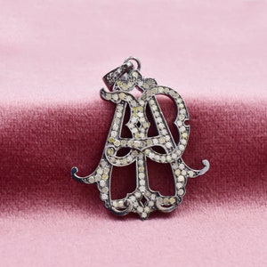 925 Silver Pendant, AP-PA Monogram Pendant, Woman Pendant Jewelry, Gray Plated Diamond Pendant, Initial Letter Monogram Pendant Jewelry
