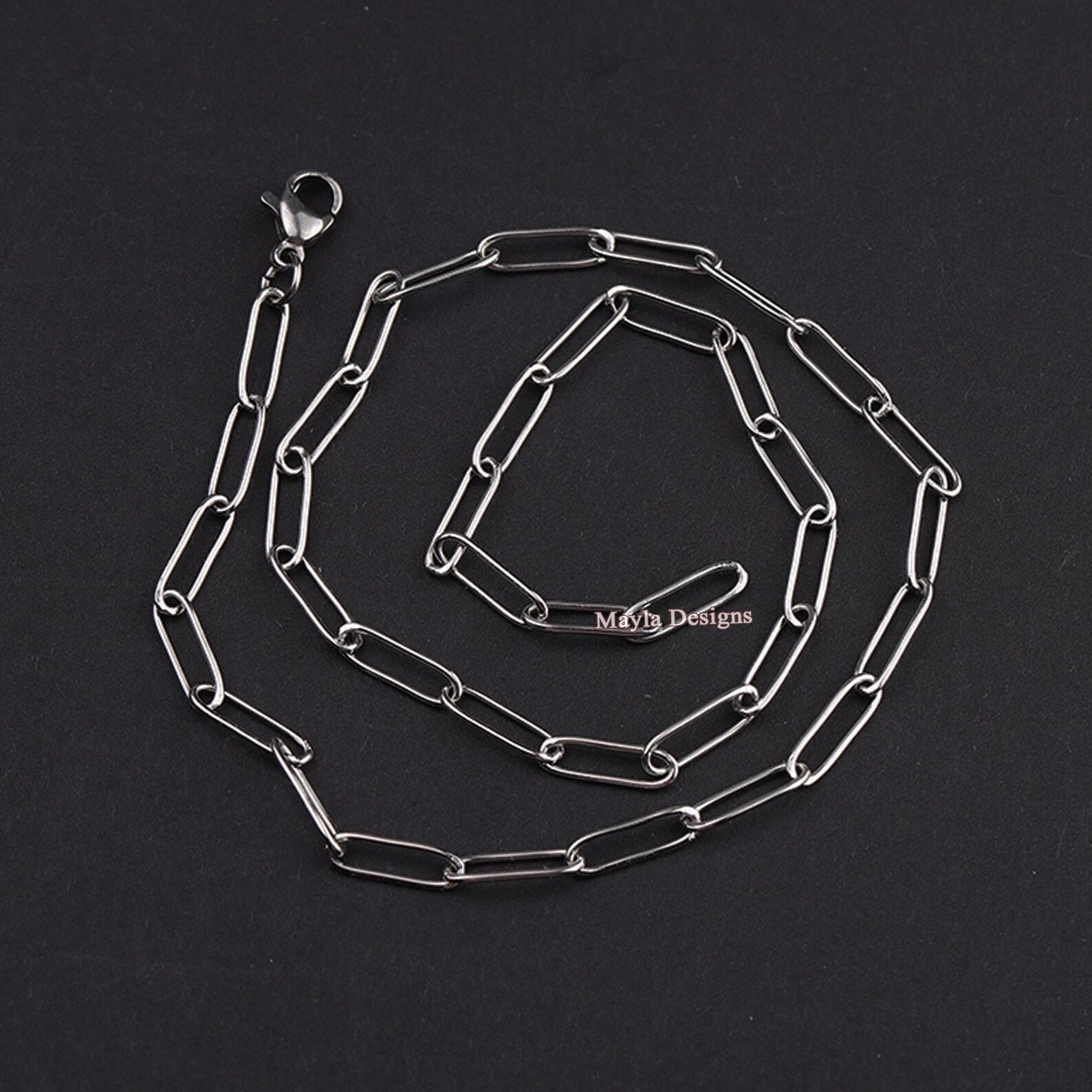 14k Yellow Gold Veermeil Paper Clips Chain Necklace 925 Etsy