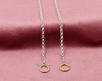 925 Sterling Silver Rolo Chain, Silver Rolo Chain Necklace, Carabiner Necklace Chain, Connector Chain Necklace Jewelry, Handmade Chain
