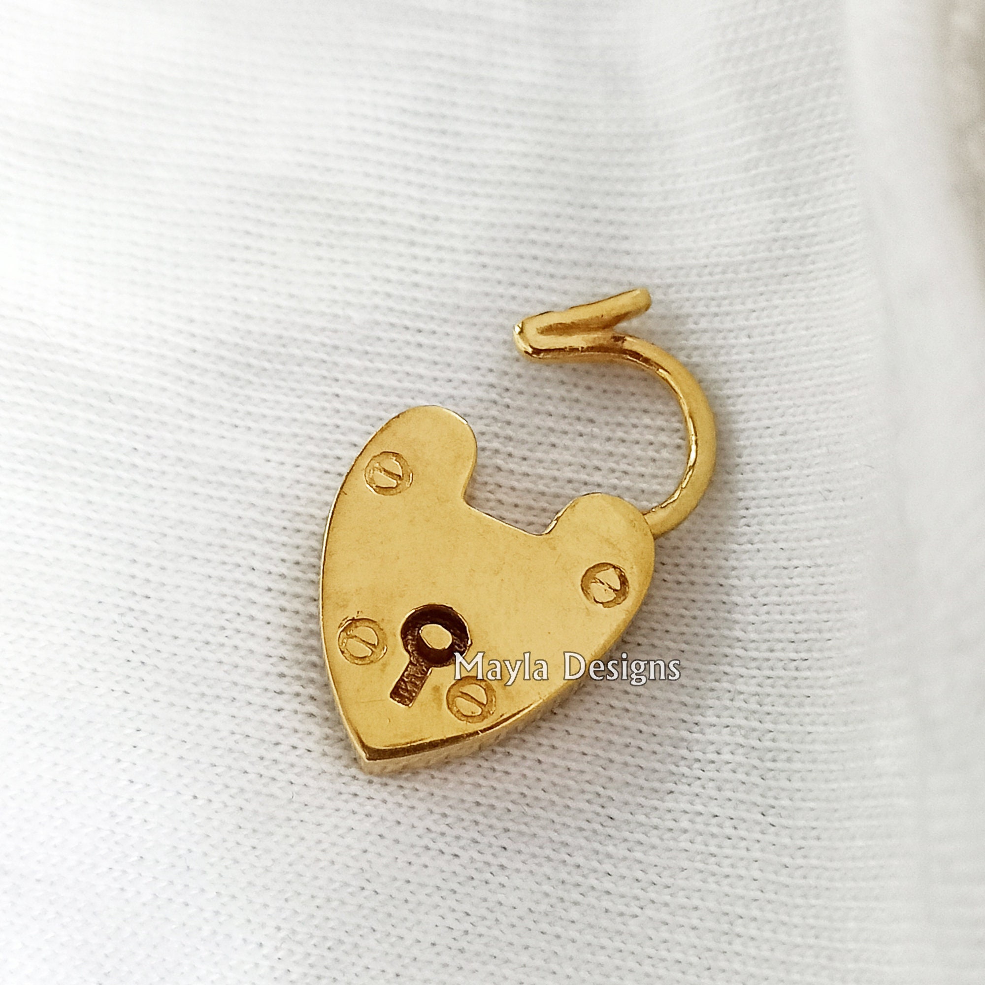 14k Yellow Gold Plated Padlock Charms Plain Lock Key Charms Etsy