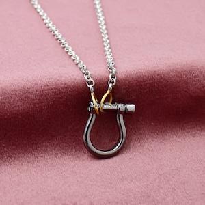 925 Silver Rolo Chain Necklace Silver Shackle Lock Connector Chain Necklace Jewelry