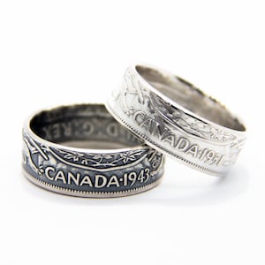 Canadian Coin Ring - Silver 50 cent / half dollar ring (1937 - 1958) - great for gifts, wedding band, anniversary, Canada souvenir